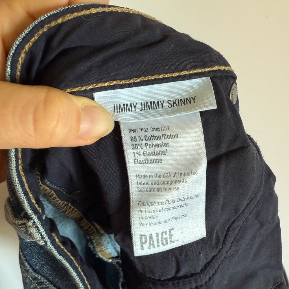 Paige Denim Jimmy Jimmy Skinny Jeans Sz 27 - Picture 8 of 8